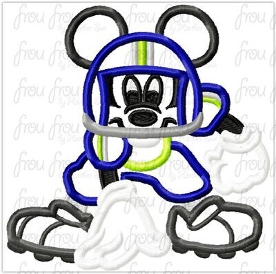 Football Player Mister Mouse Full Body Machine Applique and Filled Embroidery Design, Multiple Sizes, including 2.5