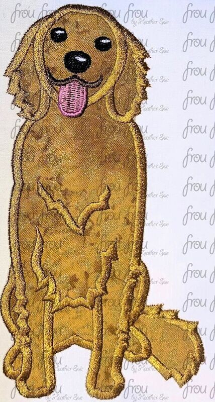 Golden Retriever Adult Dog Machine Applique and filled Embroidery Design, multiple sizes, including 2"-16"