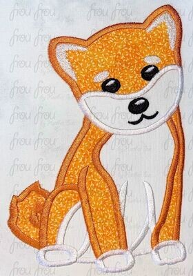 Shiba Inu Dog Machine Applique and filled Embroidery Design, multiple sizes, including 2"-16"
