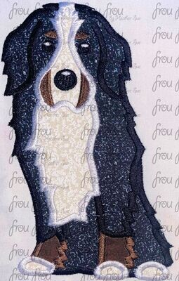 Bernese Mountain Dog Machine Applique and filled Embroidery Design, multiple sizes, including 2"-16"