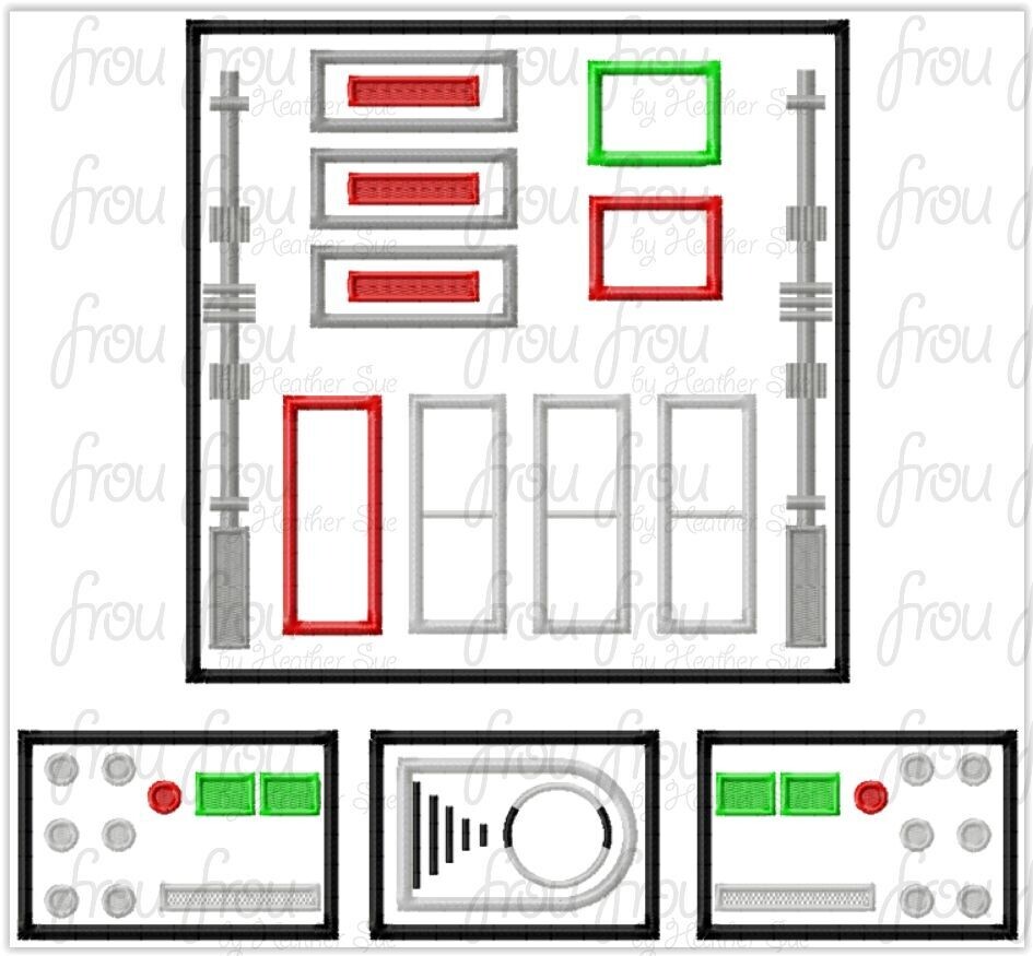 Dark Fader Costume Chest and Belt 4 Design SET Space Wars Machine Applique and Filled Embroidery Designs Multiple Sizes, including 1.5"-16"