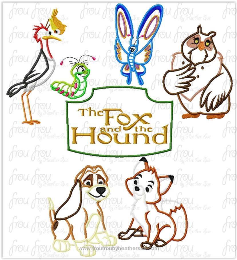 Fox and Dog SEVEN DESIGN SET Machine Applique Embroidery Designs, Multiple Sizes, some including 1