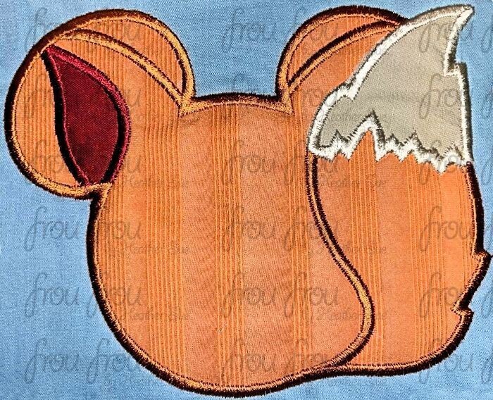 Fox Lost Boy Mister Mouse Head Machine Applique and Filled Embroidery Design, multiple sizes, including 2"-16"