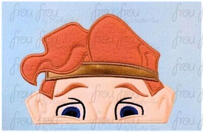 Hunkules Peeker Machine Applique and Filled Embroidery Design, Multiple Sizes, including 2.5