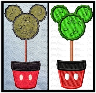 Topiary Mister Mouse Head Machine Applique and Filled Embroidery Design 1