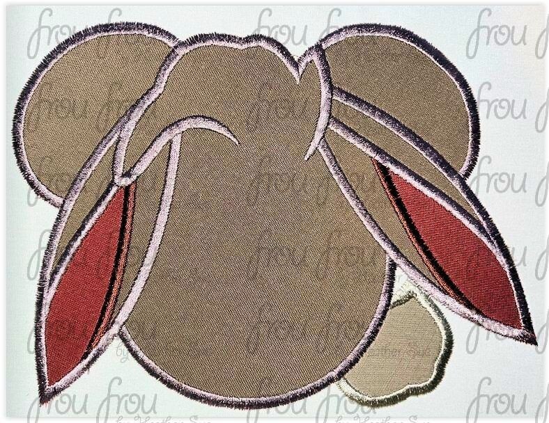 Rabbit Lost Boy or P0oh Mister Mouse Head Machine Applique and Filled Embroidery Design, multiple sizes, including 2&quot;-16&quot;