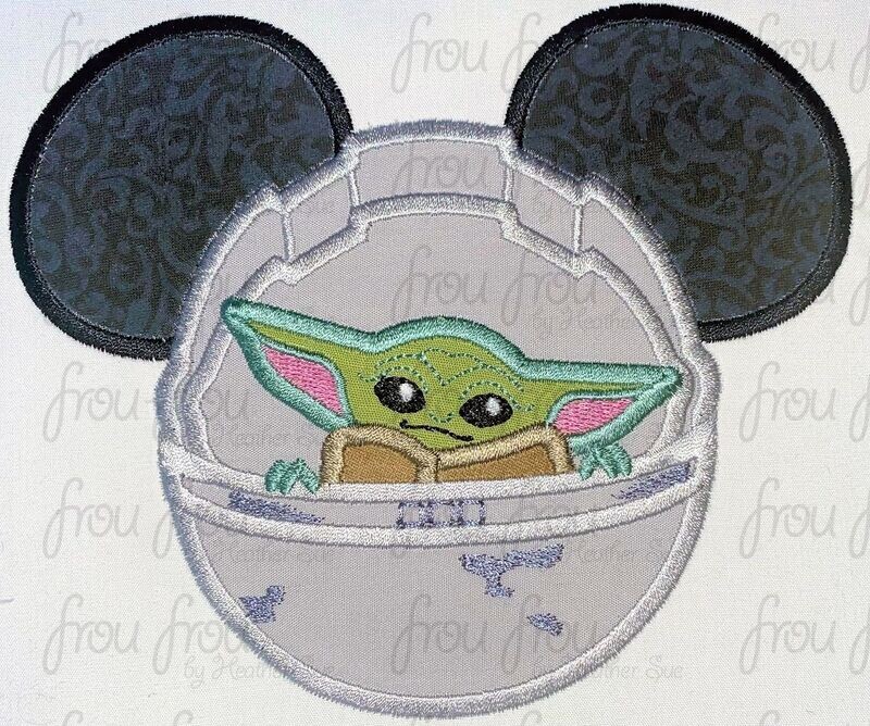Grogurt in Pram Mister Mouse Head Space Wars Machine Applique and Filled Embroidery Designs 3"-16"