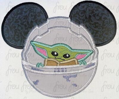 Grogurt in Pram Mister Mouse Head Space Wars Machine Applique and Filled Embroidery Designs 3
