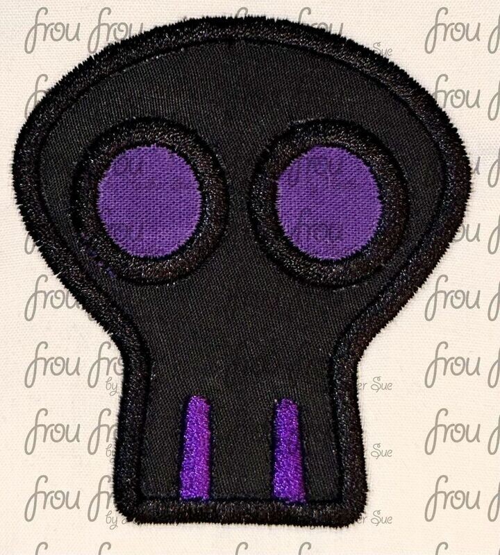 Skull Necklace Vampire Girl Machine Applique and filled Embroidery Design 1/2&quot;-16&quot;