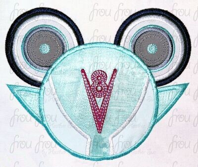 Florence Car Mouse Head Machine Applique and filled Embroidery Design, multiple sizes including 3