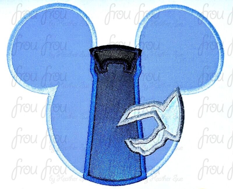 Nebulis Guardian Mouse Head Machine Applique and filled Embroidery Design, multiple sizes including 2.5"-16"