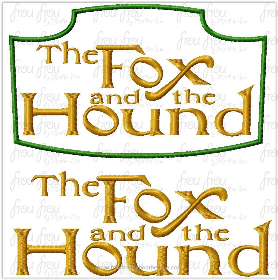 Fox and Dog Movie Logo TWO Versions Machine Applique Embroidery Designs, Multiple Sizes, some including 4&quot;-16&quot;