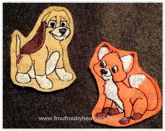 Clippies Toad Fox and Cop Dog Movie TWO Design SET  Machine Embroidery In The Hoop Project 1.5, 2, 3, and 4 inch