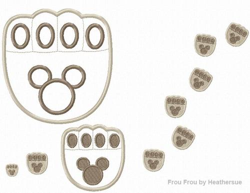 Duff Bear Paw Print and Trail SET Cruise Ecpot Machine Applique Embroidery Design, Multiple sizes including 4 inch