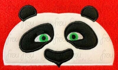 Kong Fu Panda Bear Peeker Machine Applique and Filled Embroidery Design, Multiple Sizes, including 2
