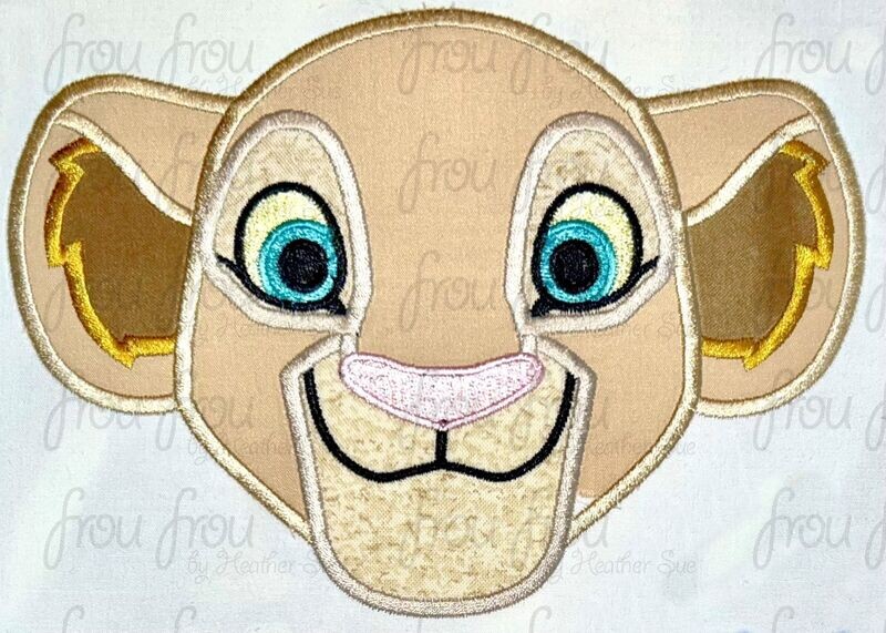 Nyla Lion Head Machine Applique and Filled Embroidery Design, Multiple Sizes, including 2"-16"