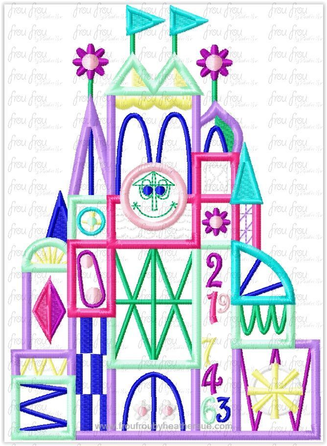 It&#39;s a Small Globe Ride Multicolor Building Machine Applique Embroidery Design, Multiple Sizes including 4&quot;-16&quot;