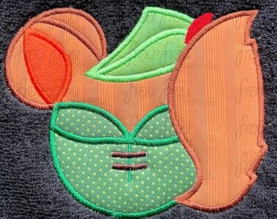 Robin Hood Mouse Head Machine Applique and filled Embroidery Design, multiple sizes including 2