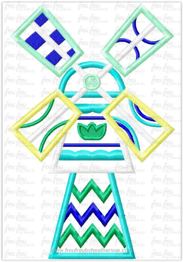 Windmill Dutch It&#39;s a Small Globe Ride Machine Applique Embroidery Design, Multiple Sizes including 4&quot;-16&quot;