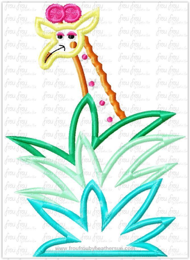 Giraffe It&#39;s a Small Globe Ride Machine Applique Embroidery Design, Multiple Sizes including 4&quot;-16&quot;