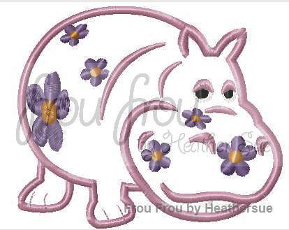 Hippo It&#39;s a Small Globe Ride Machine Applique and filled Embroidery Design, Multiple Sizes including 1.5&quot;-16&quot;