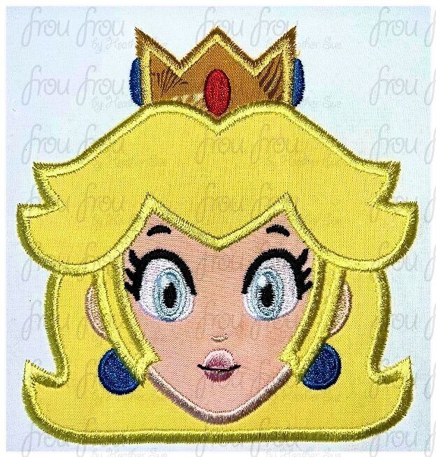 Princess Pear Head Maro Machine Applique and Filled Embroidery Design, 2.5&quot;-16&quot;