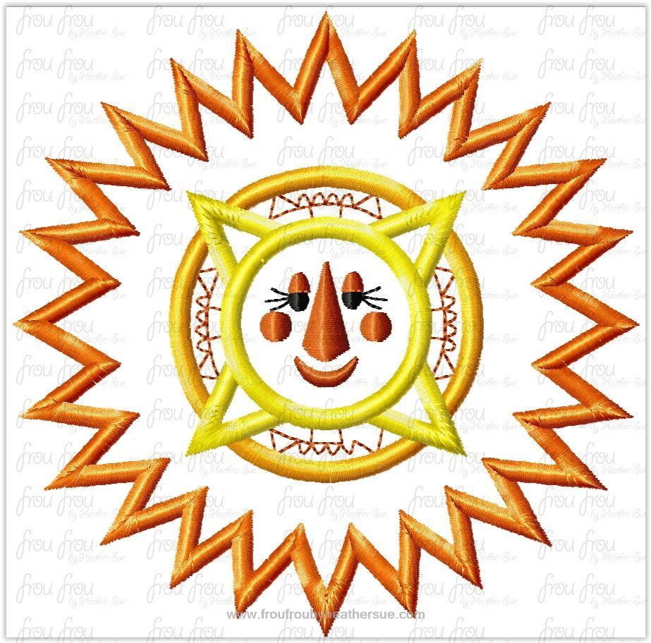 Mexican Sun It&#39;s a Small Globe Ride  Machine Applique Embroidery Design, Multiple Sizes including 4&quot;-16&quot;