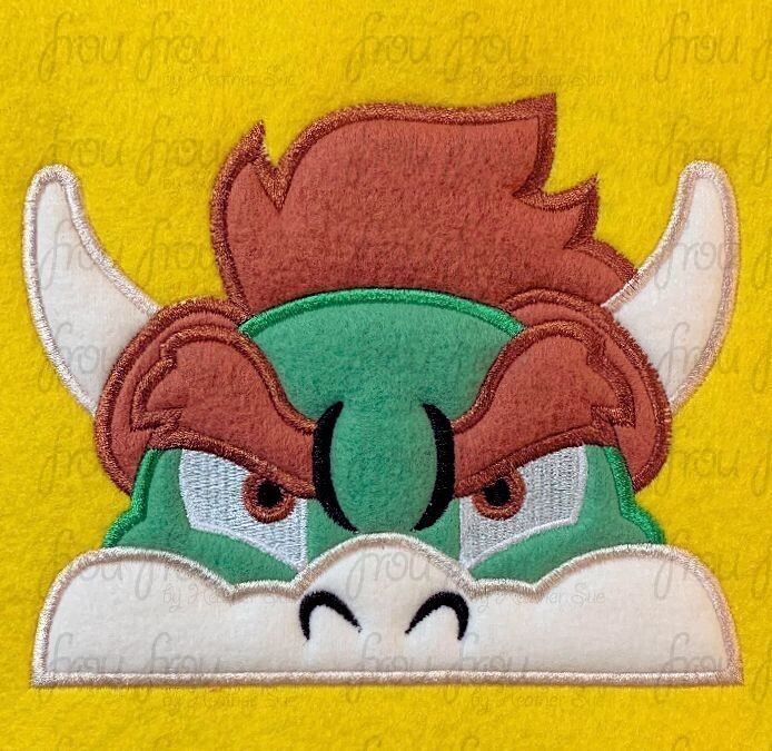 Bowsy Peeker Maro Machine Applique and Filled Embroidery Design, 2.5&quot;-16&quot;