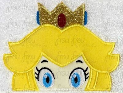 Princess Pear Peeker Maro Machine Applique and Filled Embroidery Design, 2.5"-16"