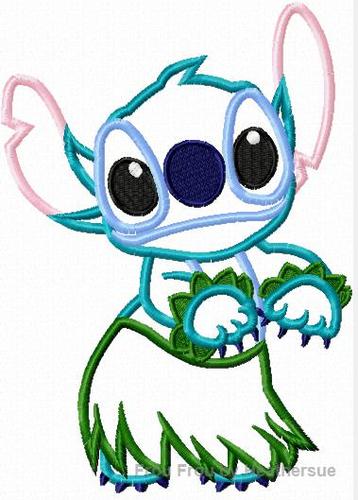 Lila&#39;s Alien Hula Machine Applique Embroidery Design, Multiple Sizes, including 4 inch