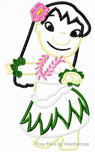 Lila Hula Machine Applique Embroidery Design, Multiple Sizes, including 4 inch