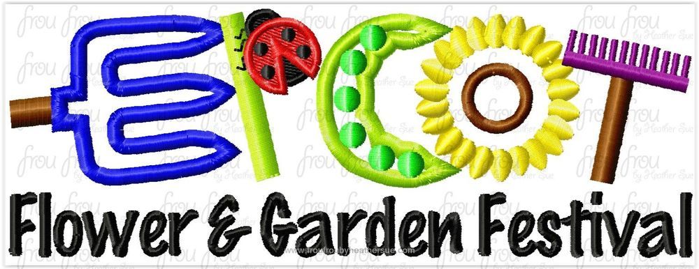 Ecpot Word Flower and Garden Festival Machine Applique and Embroidery Designs, multiple sizes 3&quot;-16&quot;