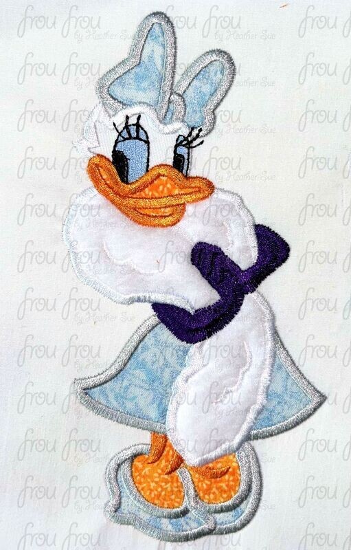 100th Anniversary Dasey Duck Dis World Full Body Machine Applique Embroidery Design, multiple sizes including 3&quot;-16&quot;