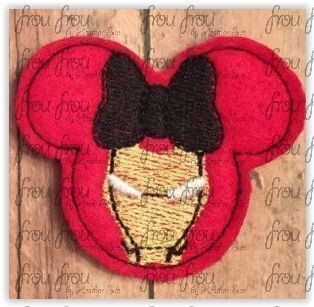 Clippies Ironing Man Superhero Miss Mouse Head Machine Embroidery In The Hoop Project 1.5, 2, 3, and 4 inch and SORTED in Multiples