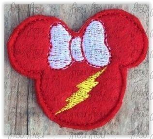Clippies Lightning Bolt Superhero Miss Mouse Head Machine Embroidery In The Hoop Project 1.5, 2, 3, and 4 inch and SORTED in Multiples