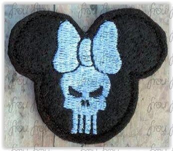 Clippies Punish Man Superhero Miss Mouse Head  Machine Embroidery In The Hoop Project 1.5, 2, 3, and 4 inch and SORTED in Multiples