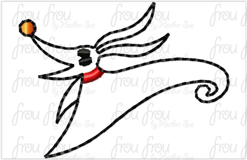Clippie Zera Ghost Dog NBC Machine Embroidery In The Hoop Project 1.5", 2", 3", and 4" and SORTED into Multiples