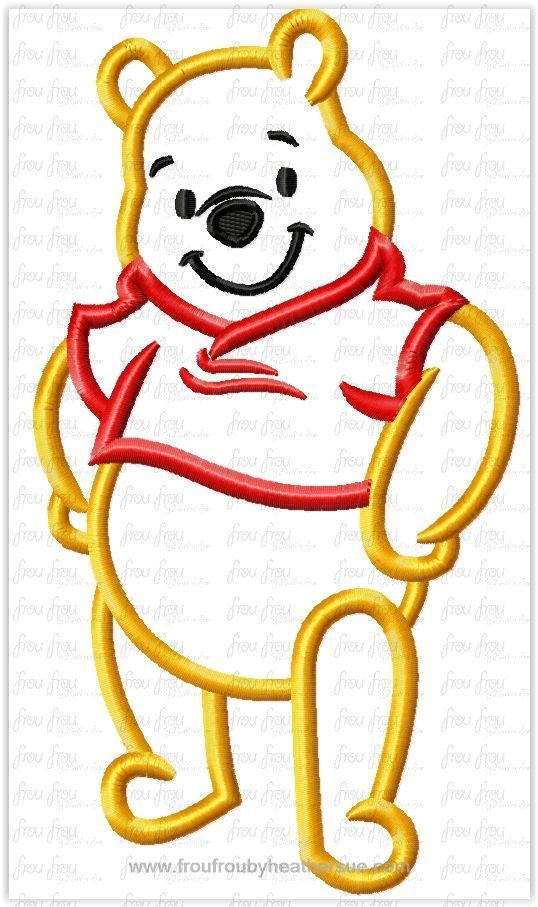 P0oh Bear Applique Machine Embroidery Design Multiple Sizes, 2&quot;-16&quot;