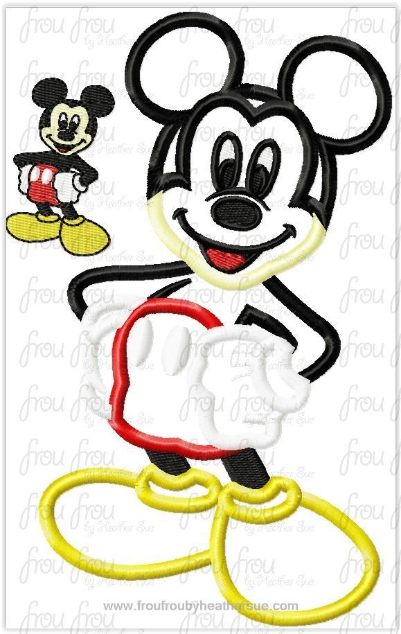 Full Body Mister Mouse Smiling Machine Embroidery Applique Designs Multiple Sizes- including 1.5&quot;-16&quot;