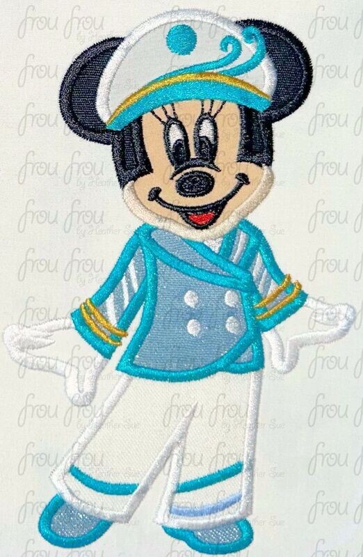 25th Anniversary Dis Cruise Line Miss Mouse Machine  Applique and Embroidery Design 4"-16"