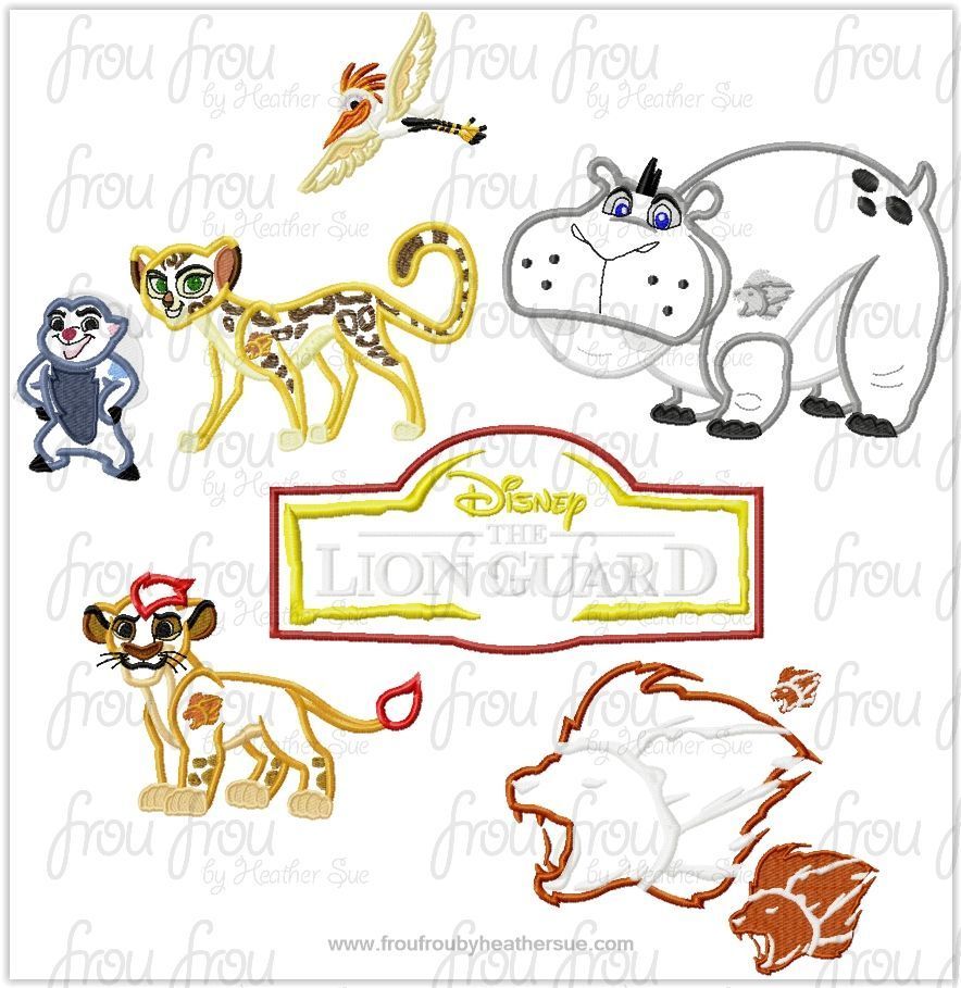 Lion Guardians SEVEN Design SET Machine Applique Embroidery Design, Multiple Sizes Some including 1