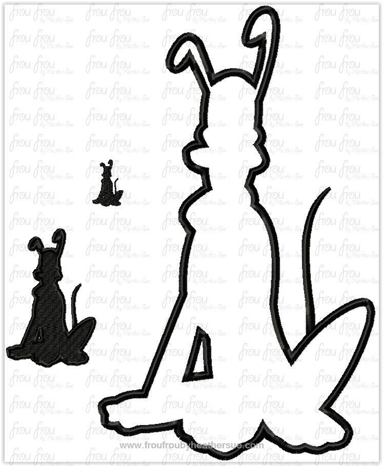 Plulo Dog Silhouette Machine Applique Embroidery Design, multiple sizes, including 1&quot;-16&quot;