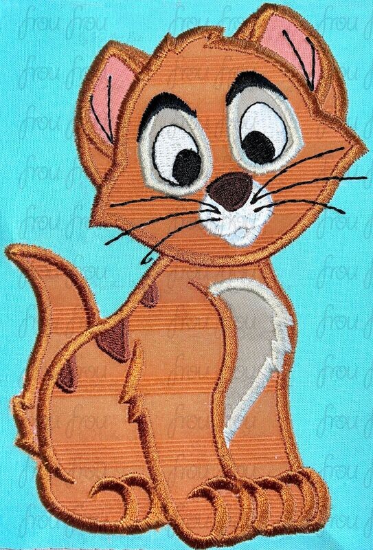 Olive Company Cat Machine Applique and filled Embroidery Design, Multiple Sizes, including 2&quot;-16&quot;