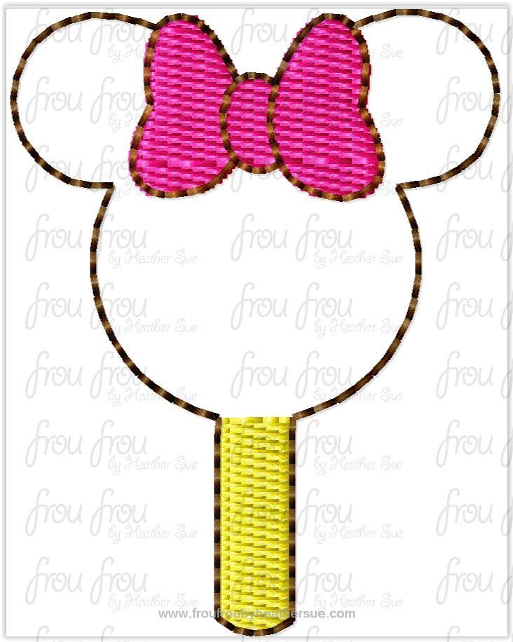 Clippie Ice Cream Bar  Miss Mouse Machine Embroidery In The Hoop Project 1.5, 2, 3, and 4 inch