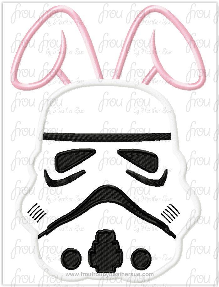 Space Trooper Space Wars with Easter Bunny Ears Machine Embroidery Design, Multiple Sizes, including 4