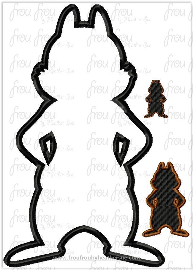 Chep Chipmunk Silhouette Machine Applique Embroidery Designs, multiple sizes including 1&quot;-16&quot;