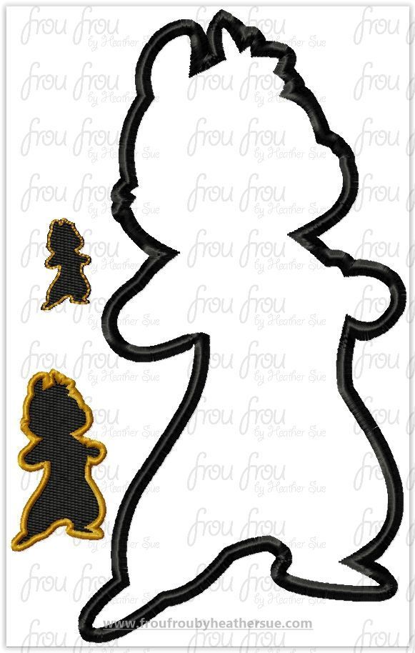 Dole Chipmunk Silhouette Machine Applique Embroidery Designs, multiple sizes including 1&quot;-16&quot;