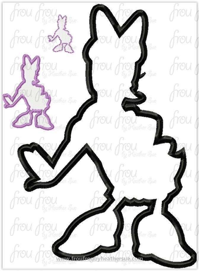 Dasey Duck Silhouette Machine Applique Embroidery Designs, multiple sizes including 1&quot;-16&quot;