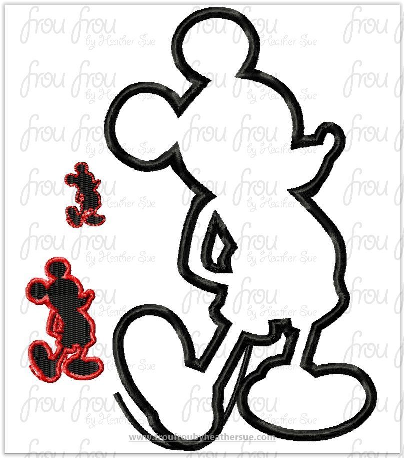 Silhouette Mister Mouse Machine Applique Embroidery Design, multiple sizes, including 1&quot;-16&quot;