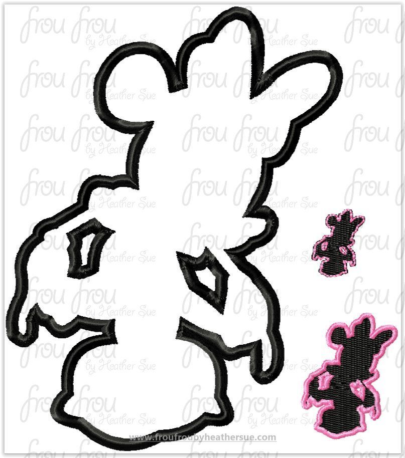 Silhouette Miss Mouse Machine Applique Embroidery Design- Multiple sizes, including 1&quot;-16&quot;